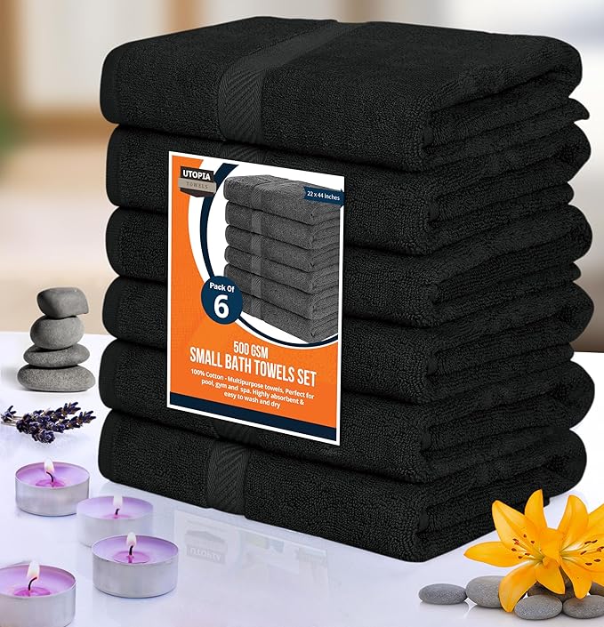 Utopia Towels 6 Pack Bath Towel Set (24 x 48 Inches), 500 GSM 100% Ring Spun Cotton Medium Lightweight and Highly Absorbent Quick Drying, Premium Towels for Hotel, Spa and Bathroom