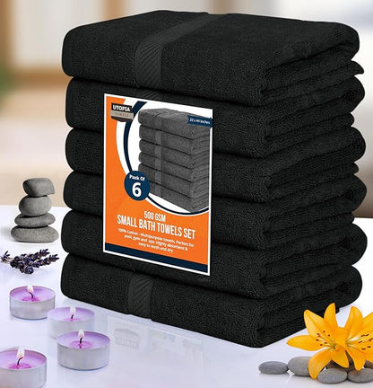 Utopia Towels 6 Pack Bath Towel Set (24 x 48 Inches), 500 GSM 100% Ring Spun Cotton Medium Lightweight and Highly Absorbent Quick Drying, Premium Towels for Hotel, Spa and Bathroom