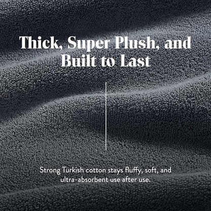 Brooklinen Super-Plush Turkish Cotton Bath Sheets Set - 2 Bath Sheets + 2 Hand Towels Cotton, 820 GSM, Highly Absorbent, Machine Washable, Perfect for Home & Bathroom (Slate Grey)