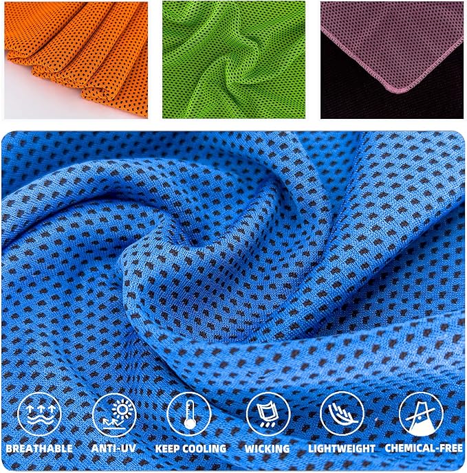 Cooling Towels, Soft Breathable Sweat Ice Towel for Sports, Yoga, Gym, Golf, Camping, Running, Fitness, Workout & More Activities