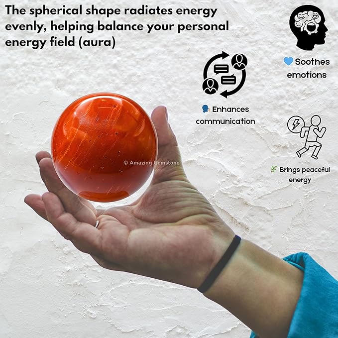 Amazing Gemstone Red Jasper Crystal Ball with Stand - 2 Inches Crystal Sphere Meditation Balls for Witchcraft and Decorative Balls