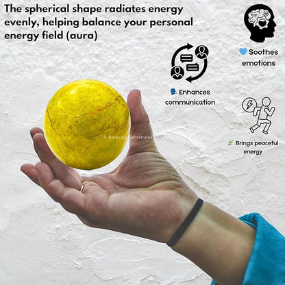 Amazing Gemstone Green Opal Crystal Ball with Stand - 2 Inches Crystal Sphere Meditation Balls for Witchcraft and Decorative Balls