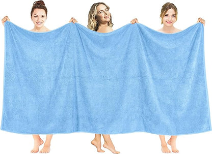 American Soft Linen Oversized Bath Sheet 40x80 Extra Large for Bathroom, 600 GSM 100% Cotton Turkish Jumbo Bathsheet Towels for Adults, Sky Blue Bath Sheet
