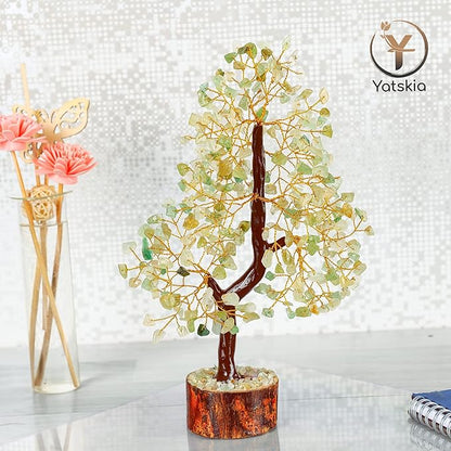 YATSKIA Green Jade Stone - Tree of Life, Bonsai Jade Tree, Crystal Tree, Artificial Trees, Green Jade Healing Money Tree, Crystal Money Tree, Chakra Gifts