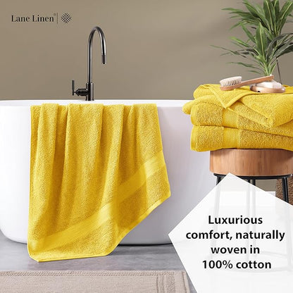 LANE LINEN 100% Cotton Bath Sheets Set of 4 (35"x66") - Ring Spun Cotton Extra Large Bath Towels Set - Quick Dry, Soft & Absorbent Oversized Towel Sets - Holds Well After Multiple Washes - Mimosa