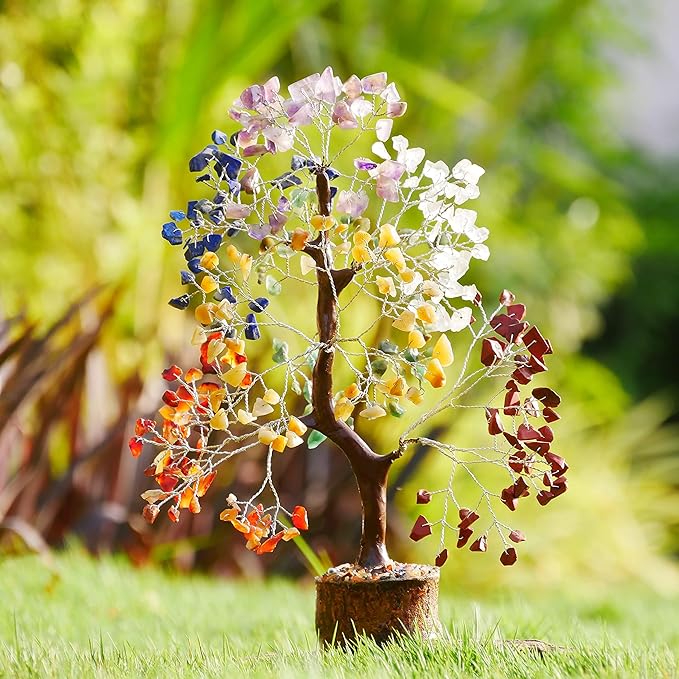 YATSKIA Crystal Tree - Bonsai Tree - Tree of Life - Seven Chakra Crystals - Feng Shui - Gemstones - Home Decor - Crystal Necklaces - House Warming Gifts New Home - Spiritual Gifts - Crystal Gifts