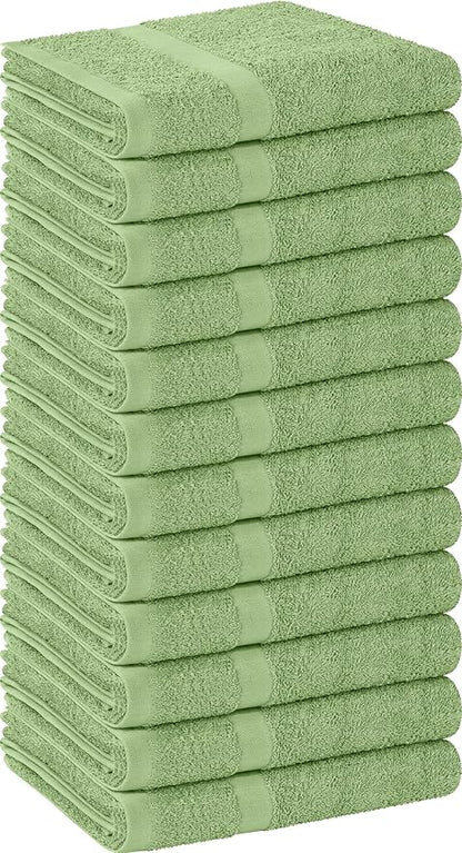 Utopia Towels, Salon Towel, Pack of 12, Not Bleach Proof, 16 by 27 Inches, Highly Absorbent Cotton Towels for Hand, Gym, Beauty, Spa, and Home Hair Care, Sage Green
