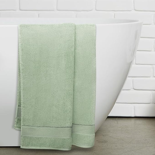 100% Organic Zero-Twist Cotton Towel - Luxury Bath Towel - Ultra Soft & Plush 700GSM Long-Staple Cotton (Eucalyptus Green)