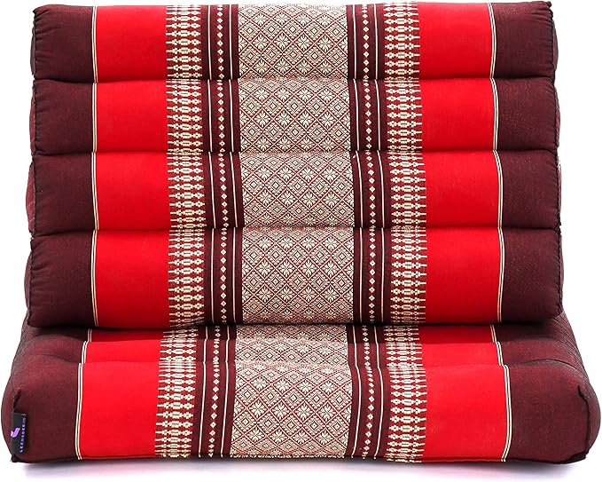 Leewadee 1-Fold Mat with Triangle Cushion – Comfortable TV Pillow, Foldable Mattress with Cushion Made of Eco-Friendly Kapok, 30 x 20 inches, red