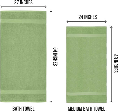 Utopia Towels 6 Pack Medium Bath Towel Set, 24 by 48 Inches, 500 GSM 100% Ring Spun Cotton, Lightweight and Highly Absorbent Quick Drying Premium Towels for Hotel, Spa and Bathroom, Sage Green