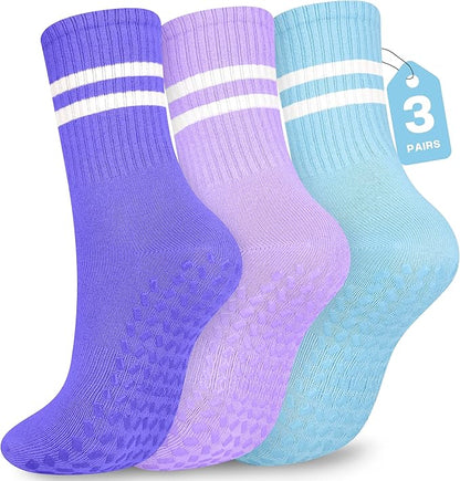 Pilates Socks with Grips for Yoga, Barefoot, Ballet, Barre, Hospital Non Slip Anti Skid Socks for Women and Men