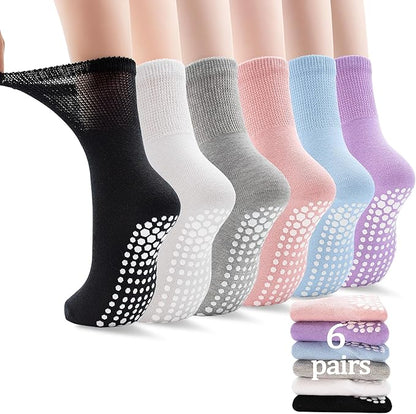 ELUTONG Pilates Grip Socks for Women Non Slip Yoga Grippy Socks Woman for Pure Barre Ballet Dance Hospital 6 Pack