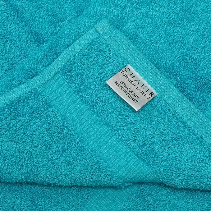Chakir Turkish Linens 100% Cotton Premium Turkish Towels for Bathroom | 30'' x 60'' Large Bath Towels (4 Piece, Aqua)