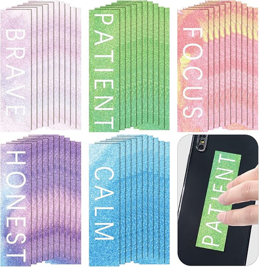 Crtiin 50 Pieces Anxiety Sensory Stickers for Anxiety Relief Items Mental Health Stickers Fidget Textured Strips for Office Classroom Desk Relieve Adult Stress(Sweet Style)
