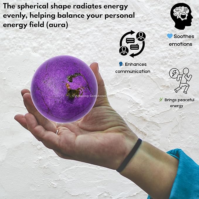 Amazing Gemstone Stichtite Crystal Ball with Stand - 2 Inches Crystal Sphere Meditation Balls for Witchcraft and Decorative Balls