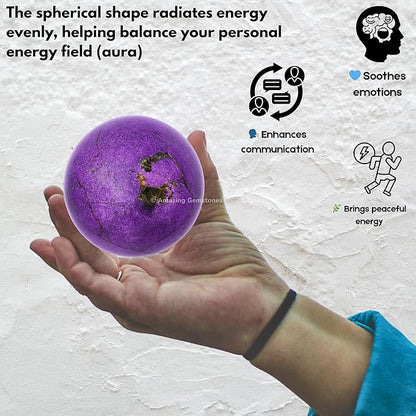 Amazing Gemstone Stichtite Crystal Ball with Stand - 2 Inches Crystal Sphere Meditation Balls for Witchcraft and Decorative Balls
