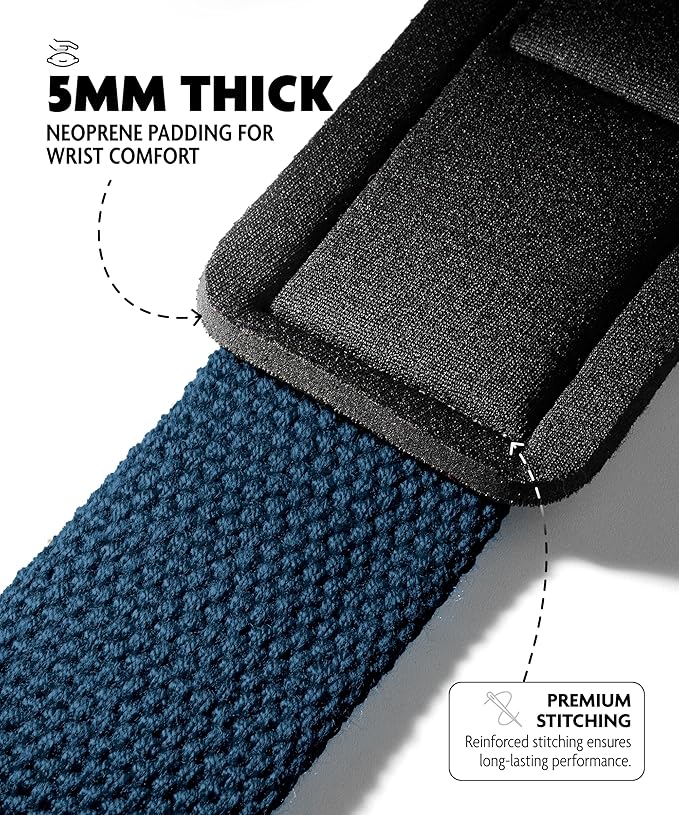 DMoose Fitness Lifting Straps 24" (Pair) - 5mm Padded Durable Wrist Straps for Weightlifting & Powerlifting - Cotton Lifting Strap with Silicone Grip for Men & Women - Deadlift Strap for Gym Workout