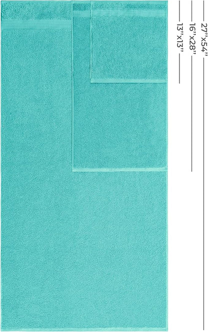American Veteran Towel 100% Cotton Turkish 6 Piece Towel Set, Luxury Bath Towels Set of 6 for Bathroom Essentials, 2 Bath Towels 2 Hand Towels 2 Washcloths, Turquoise Blue
