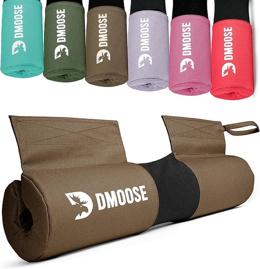 DMoose Fitness Barbell Pad for Hip Thrust, Squat & Lunges - Non-Slip Thick Foam Cushion for Neck and Back Support with Two Straps - Hip Thrust Pad for Leg Day - Fits All Olympic Bars and Smith Machine