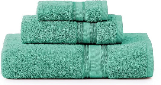 LANE LINEN Luxury Bath Towels Set - 3 Piece Set, 100% Cotton Bathroom Towels, Zero Twist, Quick Shower Towels, Absorbent Towel, Super Soft, 1 Bath Towel, 1 Hand Towel, 1 Wash Cloths - Teal
