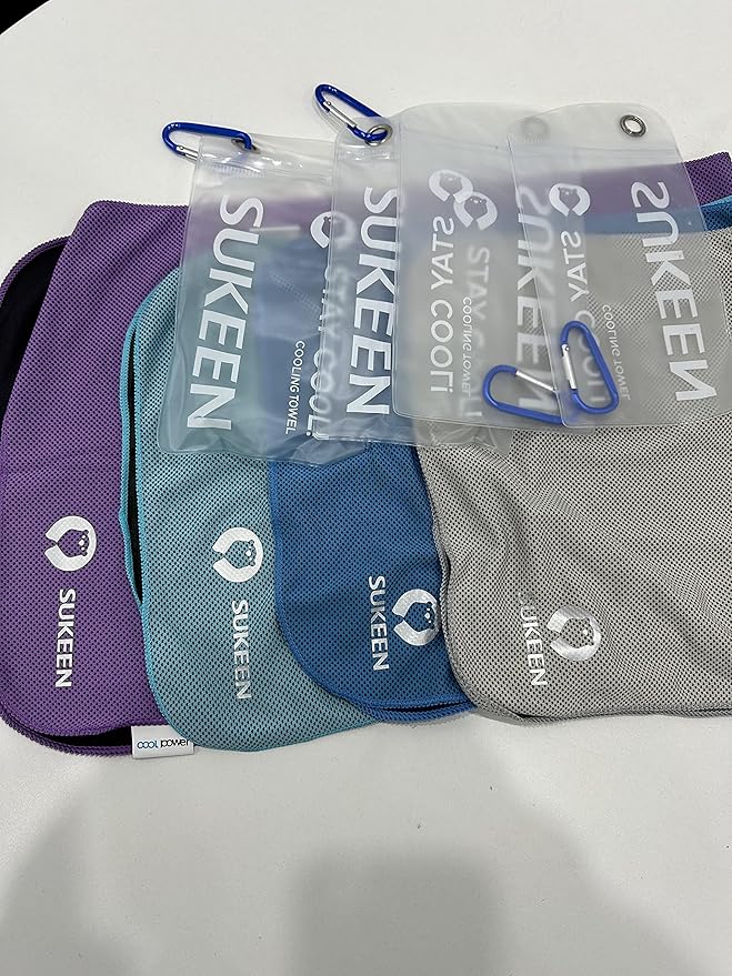 Sukeen [4 Pack Cooling Towel (40"x12"),Ice Towel,Soft Breathable Chilly Towel,Microfiber Towel for Yoga,Sport,Running,Gym,Workout,Camping,Fitness,Workout & More Activities