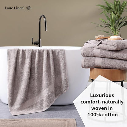 LANE LINEN 100% Cotton Bath Sheets Set of 4 (35"x66") - Ring Spun Cotton Extra Large Bath Towels Sets - Quick Dry, Soft & Absorbent Oversized Grey Towels Set - Pre Shrunk, Fade Resistant - Platinum
