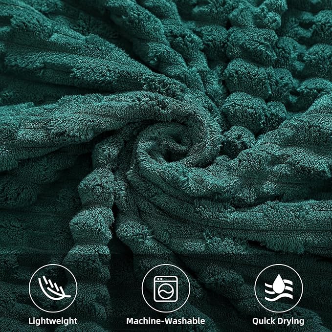 40x80 Inches Oversized Bath Sheets Extra Large Bath Towels Set of 6 for Adults Super Soft Quick Dry Lightweight Lint Free Absorbent Stripe Microfiber Shower Towels (Dark Green, 6 Piece)