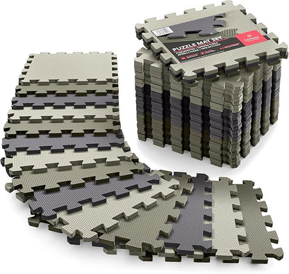 bemaxx Gym Mats Set - 18 pcs EVA Interlocking Foam Floor Tiles (12.6"x12.6"x0.4") 18sqft Protective Gym Flooring Sports Home Workout Exercise Mats Puzzle Garage Fitness Play-Room Garage Pool Treadmill