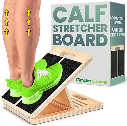 Calf Stretcher – Wooden Portable Slant Board for Calf Stretching – Adjustable Incline Board Physical Therapy Equipment with Reducing Injury Risk and Improving Foot, Leg & Ankle Mobility