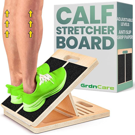 Calf Stretcher – Wooden Portable Slant Board for Calf Stretching – Adjustable Incline Board Physical Therapy Equipment with Reducing Injury Risk and Improving Foot, Leg & Ankle Mobility
