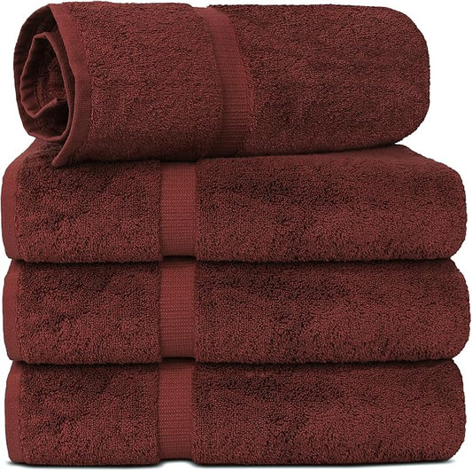 Chakir Turkish Linens | Hotel & Spa Quality 100% Cotton Luxury Turkish Towels | Soft & Absorbent (30x60 Inches Extra Large Bath Towels, Set of 4 - Cranberry)