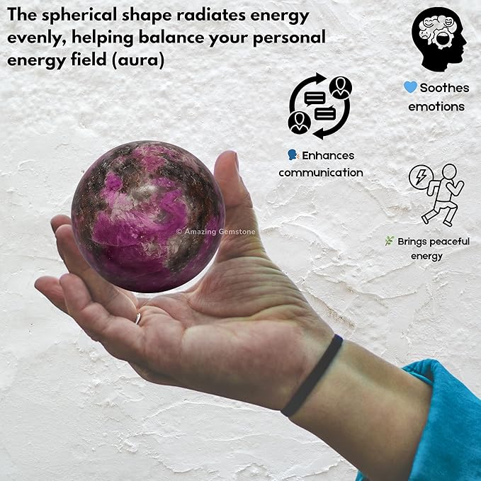 Amazing Gemstone Cobalt Calcite Crystal Ball with Stand - 2 Inches Crystal Sphere Meditation Balls for Witchcraft and Decorative Balls