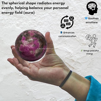Amazing Gemstone Cobalt Calcite Crystal Ball with Stand - 2 Inches Crystal Sphere Meditation Balls for Witchcraft and Decorative Balls