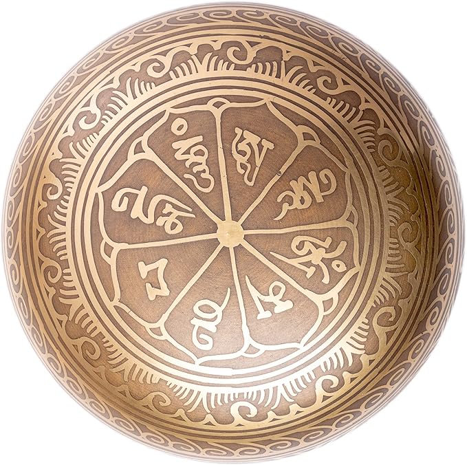 Tibetan Singing Bowl Set - Easy To Play Authentic Handcrafted For Meditation Sound Bowl Chakra Yoga Healing 4 Inches By Himalayan Bazaar (Gold & Green)