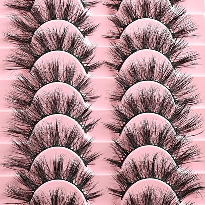 FARRED Cat Eye Lashes False Eyelashes Short Natural Eyelashes 15mm Fluffy Wispy Strip Eyelash 10 Pairs Cute Natural Fake Lashes Packs Small Full Pestañas Set (C9 | 9-15MM)