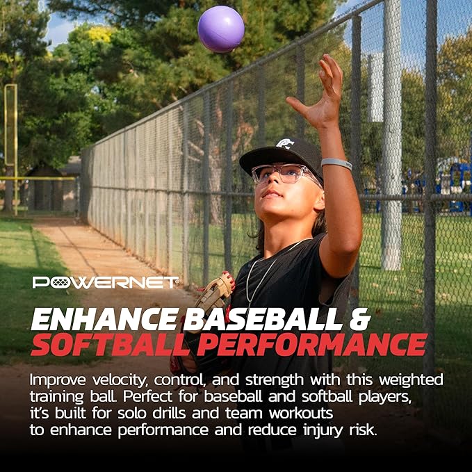 PowerNet Power Plyometric Training and Velocity Weighted Ball Bundle, Softball & Baseball Training Equipment to Increase Velocity & Strength, Sand-Filled Mixed Size and Weighted Balls