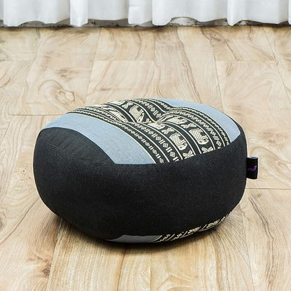 Leewadee Meditation Cushion Set – 1 Small Zafu Yoga Pillow and 1 Small Roll-Up Zabuton Mat Filled with Kapok