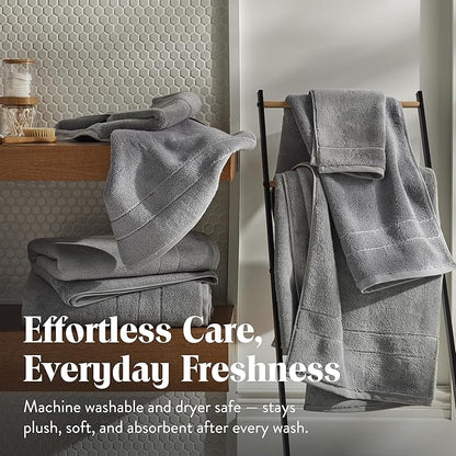 Brooklinen Super-Plush Turkish Cotton Bath Sheets Set - 2 Bath Sheets + 2 Hand Towels Cotton, 820 GSM, Highly Absorbent, Machine Washable, Perfect for Home & Bathroom (Smoke Grey)