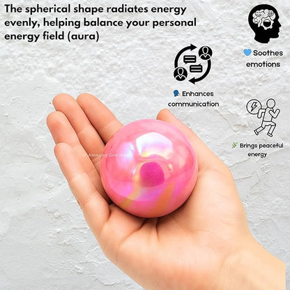 Amazing Gemstone Angel Aura Rose Quartz Crystal Ball with Stand - 2" Inches Crystal Sphere Meditation Balls for Witchcraft and Decorative Balls
