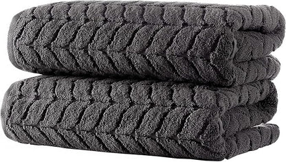 BAGNO MILANO Turkish Bath Towels, Soft Plush Jacquard Luxury Bath Towels, Quick Dry Towel Set (Charcoal, 2 pcs Bath Towel Set)