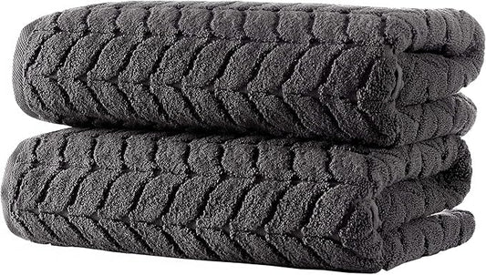 BAGNO MILANO Turkish Bath Towels, Soft Plush Jacquard Luxury Bath Towels, Quick Dry Towel Set (Charcoal, 2 pcs Bath Towel Set)