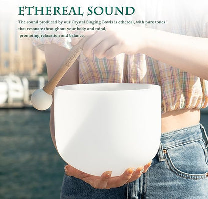 TOPFUND 8 inch F Note Crystal Singing Bowl Heart Chakra Meditation Sound Healing