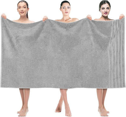 American Soft Linen 35x70 Jumbo Large Bath Towels, 600 GSM 100% Cotton Turkish Bath Sheet, Oversized Luxury Bath Towels for Bathroom Beach and Pool, Light Grey