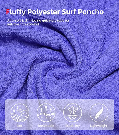 Abahub Surf Poncho Men & Women Towel Poncho Adult with Hood, Thick Quick Dry Changing Poncho Towel, Microfiber Wearable Cover Up for Surfing Beach Swim - Absorbent Changing Towel L (Purple)