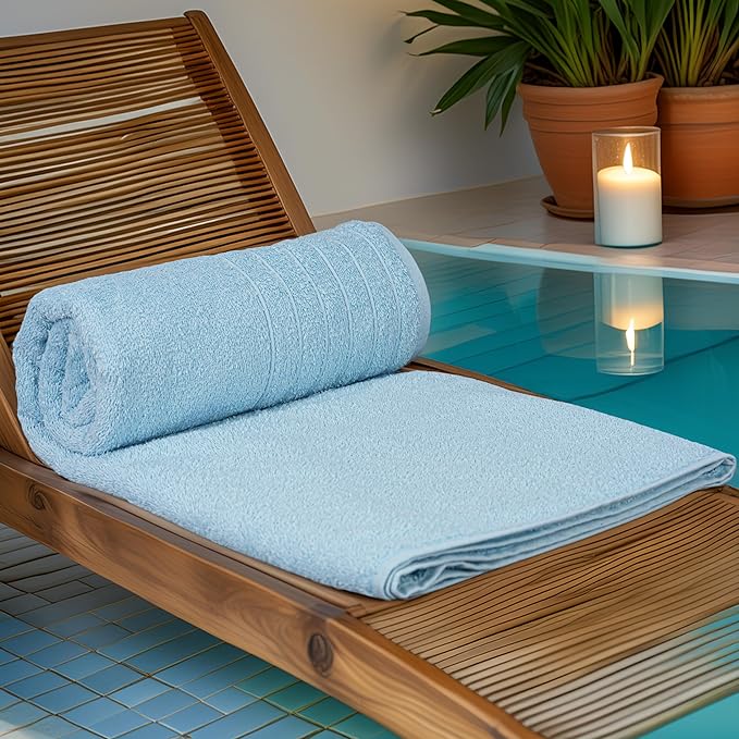 Tens Towels Pack of 1 Jumbo Bath Sheet 40 x 80 Inches, Extra Large & Light Weight, Quicker to Dry, 100% Cotton, Super Soft & Absorbent, Perfect to Wrap Yourself in, Sky Blue