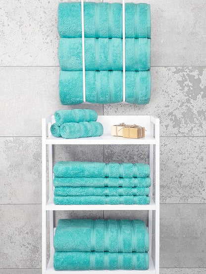 American Soft Linen Luxury 4 Piece Bath Towel Set, 600 GSM 100% Cotton Turkish Bath Towels for Bathroom, 27x54 in Large Bathroom Shower Towels, Turquoise Blue