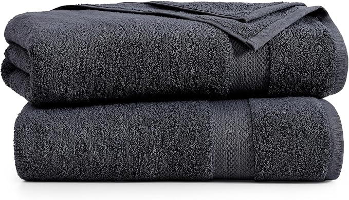 LANE LINEN 100% Cotton Bath Sheets Set of 2 (35"x66") - Ring Spun Cotton Extra Large Bath Towels Sets - Quick Dry, Soft & Absorbent Oversized Towel Sets- Pre Shrunk, Fade Resistant - Black Towels