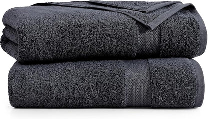 LANE LINEN 100% Cotton Bath Sheets Set of 2 (35"x66") - Ring Spun Cotton Extra Large Bath Towels Sets - Quick Dry, Soft & Absorbent Oversized Towel Sets- Pre Shrunk, Fade Resistant - Black Towels