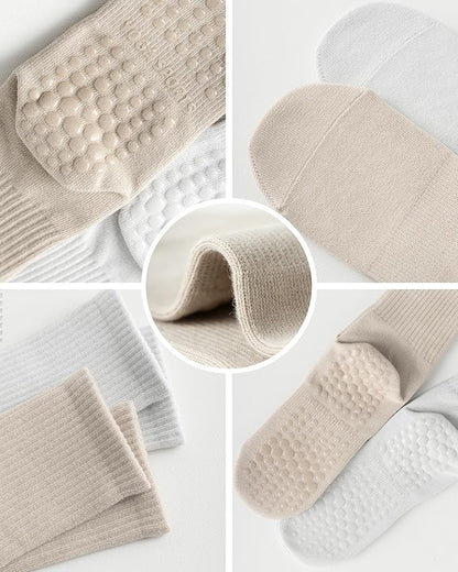 3 Pairs Pilates Socks with Grips for Women Non Slip Grip Socks for Yoga Barre Hospital Workout