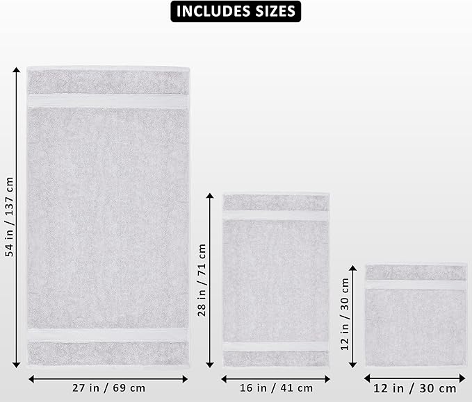 Utopia Towels 8 Piece Premium Towel Set, 2 Bath, 2 Hand, and 4 Wash Cloths, 600 GSM 100% Ring Spun Cotton, Highly Absorbent Towels for Bathroom, Gym, Hotel, and Spa, Silver